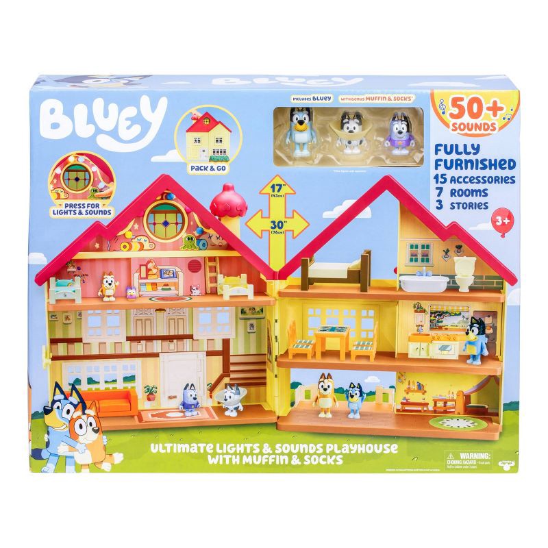 slide 1 of 11, Bluey Ultimate Lights & Sounds Playhouse with Muffin & Socks (Target Exclusive): Animation Doll Playsets with Figures, 1 ct