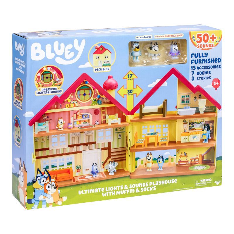 slide 10 of 11, Bluey Ultimate Lights & Sounds Playhouse with Muffin & Socks (Target Exclusive): Animation Doll Playsets with Figures, 1 ct