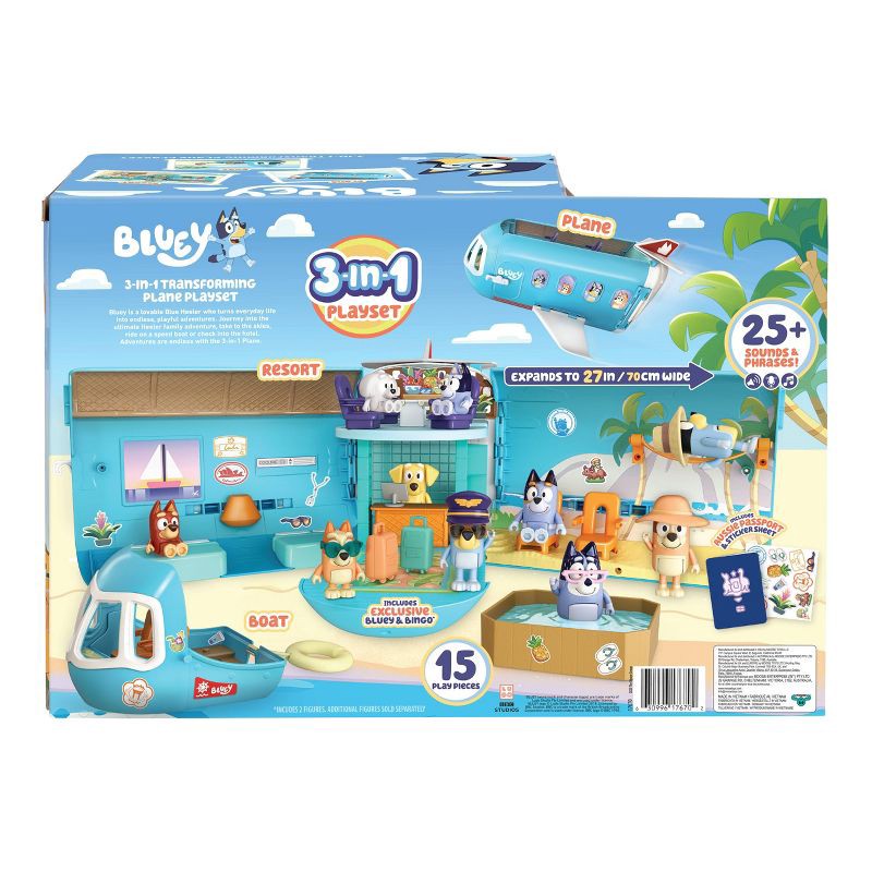 slide 4 of 16, Bluey 3-in-1 Airplane Playset: Sound Effects & Multiple Activities, Includes Figures, Educational Creative Thinking, 1 ct