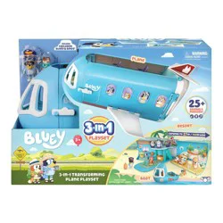 Bluey 3-in-1 Airplane Playset: Sound Effects & Multiple Activities, Includes Figures, Educational Creative Thinking