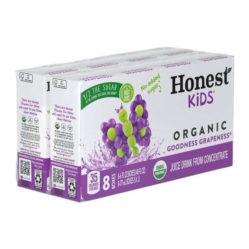 slide 2 of 9, Honest Kids Goodness Grapeness Organic Juice Drink - 8pk/6 fl oz Boxes, 8 ct; 6 fl oz