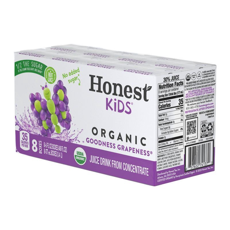 slide 3 of 9, Honest Kids Goodness Grapeness Organic Juice Drink - 8pk/6 fl oz Boxes, 8 ct; 6 fl oz