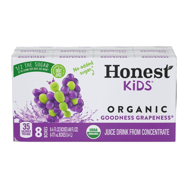 slide 1 of 9, Honest Kids Goodness Grapeness Organic Juice Drink - 8pk/6 fl oz Boxes, 8 ct; 6 fl oz