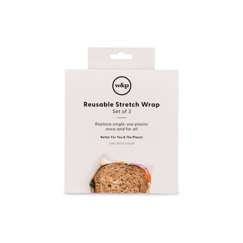 slide 1 of 7, W&P Design Reusable Silicone Stretch Food Wrap Set - 3ct, 3 ct