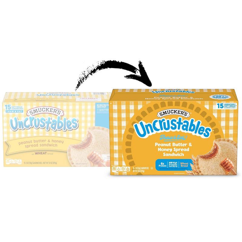 slide 2 of 9, Smucker's Uncrustables Frozen Peanut Butter & Honey Spread Sandwich - 30oz/15ct, 30 oz, 15 ct