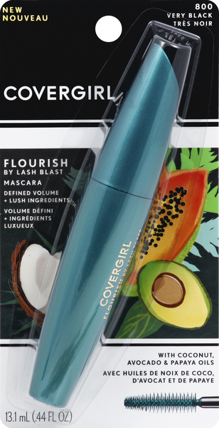 slide 1 of 1, Covergirl Mascara, Flourish By Lash Blast, 800 Very Black, 0.44 oz