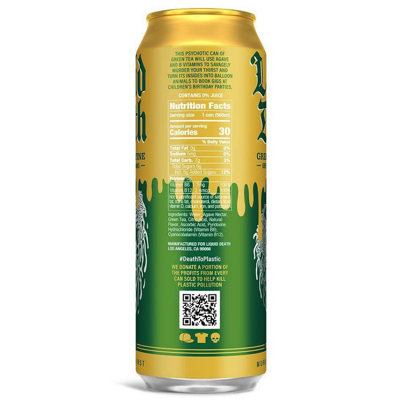 slide 2 of 3, Liquid Death Green Guillotine Tea - 19.2 fl oz Cans, 19.2 fl oz