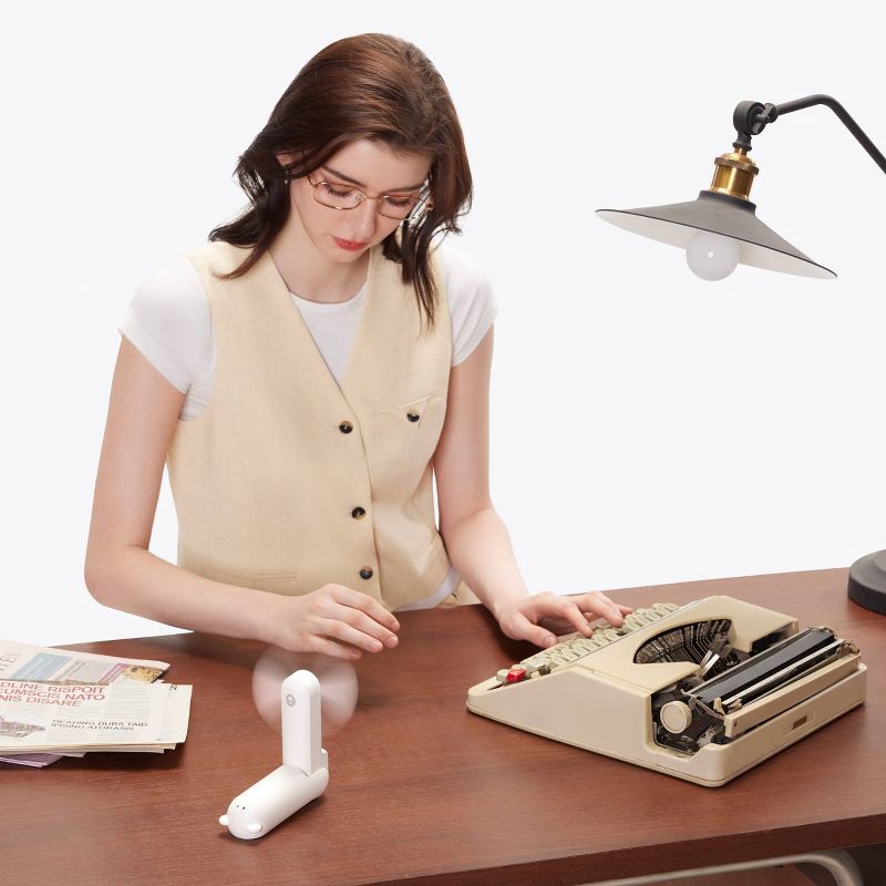 slide 3 of 5, JISULIFE Handheld Mini Fan, 3-in-1 Hand Fan and Portable USB Rechargeable Pocket Fan - White: Personal Handheld Fan, Battery Operated, 3 Speeds, 1 ct