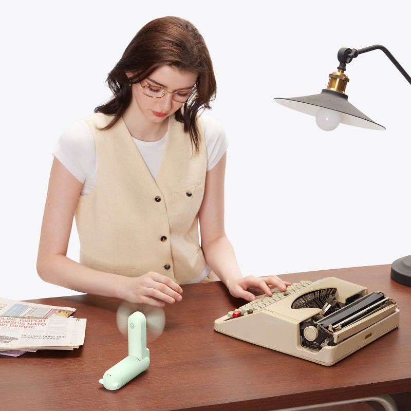 slide 3 of 5, JISULIFE Handheld Mini Fan, 3-in-1 Hand Fan and Portable USB Rechargeable Pocket Fan - Green: Personal Handheld Fan, Battery Operated, 3 Speeds, 1 ct