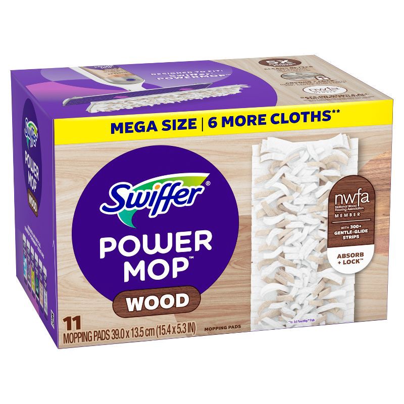 slide 10 of 12, Swiffer Power Mop Wood Mopping Pad Refills for Floor Cleaning - 11ct, 11 ct
