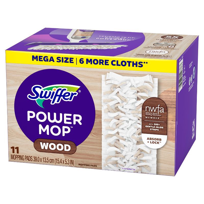 slide 11 of 12, Swiffer Power Mop Wood Mopping Pad Refills for Floor Cleaning - 11ct, 11 ct