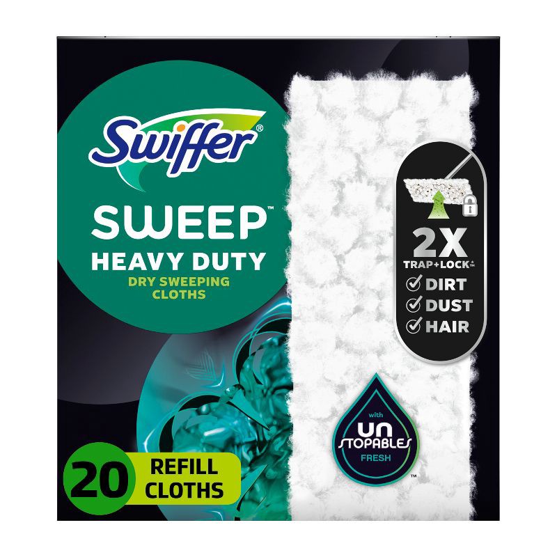 slide 1 of 13, Swiffer Unstopables Fresh Heavy Duty Dry Cloths Refill - 20ct: Cotton, Multipurpose, Multi-Surface, 20 ct
