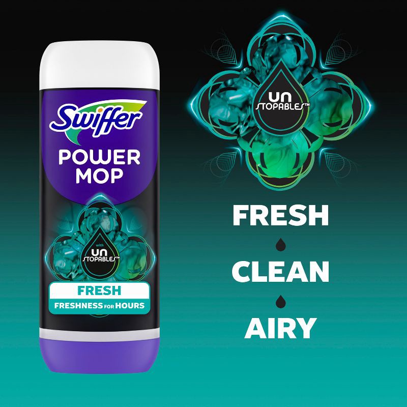 slide 7 of 10, Swiffer Unstopables Fresh PowerMop Floor Cleaner Refill - 2ct/50.7 fl oz, 2 ct, 50.7 fl oz