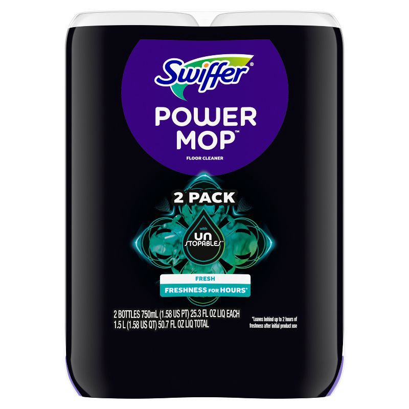 slide 9 of 10, Swiffer Unstopables Fresh PowerMop Floor Cleaner Refill - 2ct/50.7 fl oz, 2 ct, 50.7 fl oz