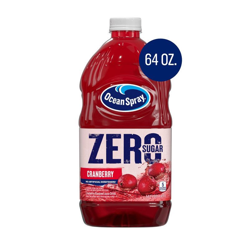 slide 1 of 10, Ocean Spray Zero Sugar Cranberry Juice Drink - 64 fl oz Bottle, 64 fl oz