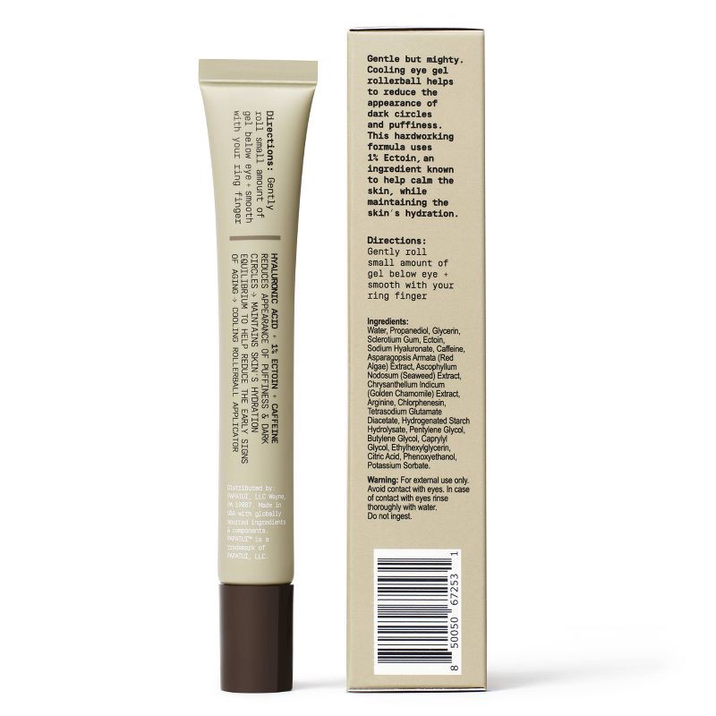 slide 9 of 9, Papatui Men's Paraben-Free Hyaluronic Acid and Caffeine Eye Gel Rollerball - Unscented - 0.5 fl oz, 0.5 fl oz