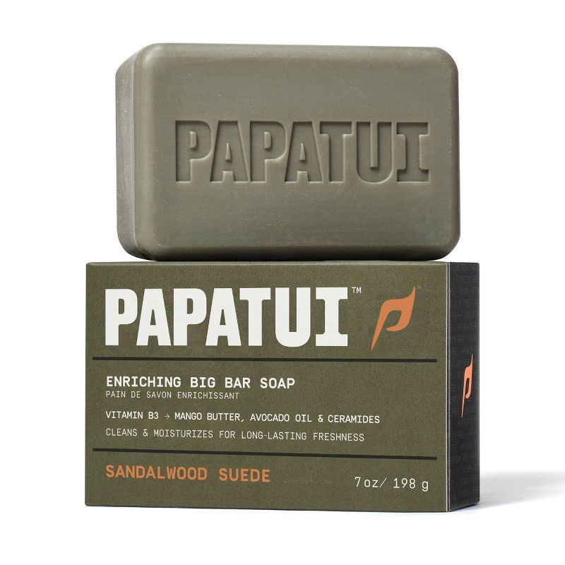 slide 2 of 10, Papatui Men's Sulfate-Free Exfoliating and Hydrating Mango Butter, Avocado Oil and Ceramides Bar Soap - Sandalwood Suede - 7oz, 7 oz