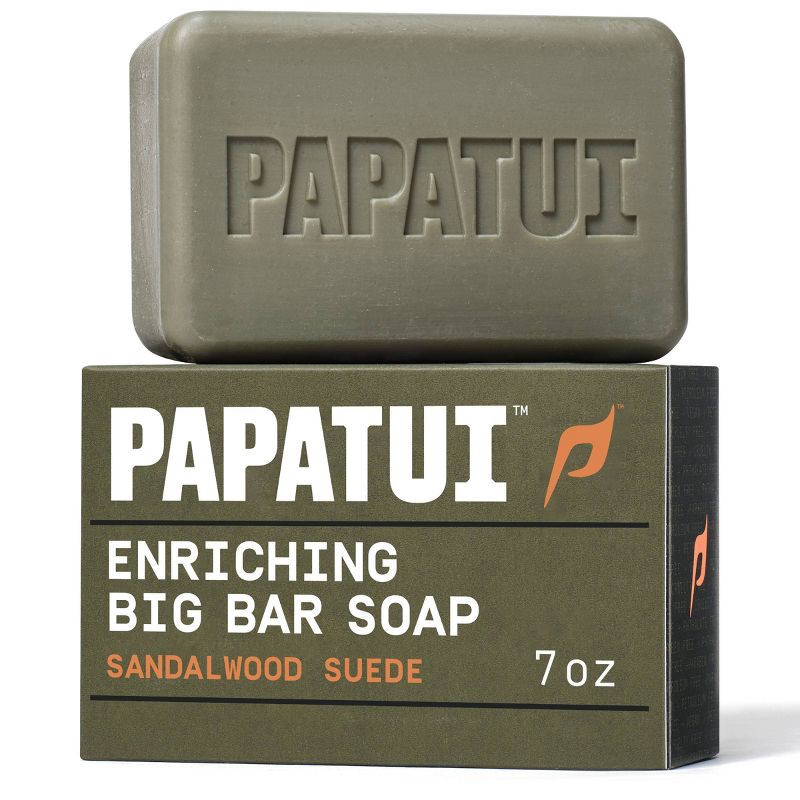 slide 1 of 10, Papatui Men's Sulfate-Free Exfoliating and Hydrating Mango Butter, Avocado Oil and Ceramides Bar Soap - Sandalwood Suede - 7oz, 7 oz