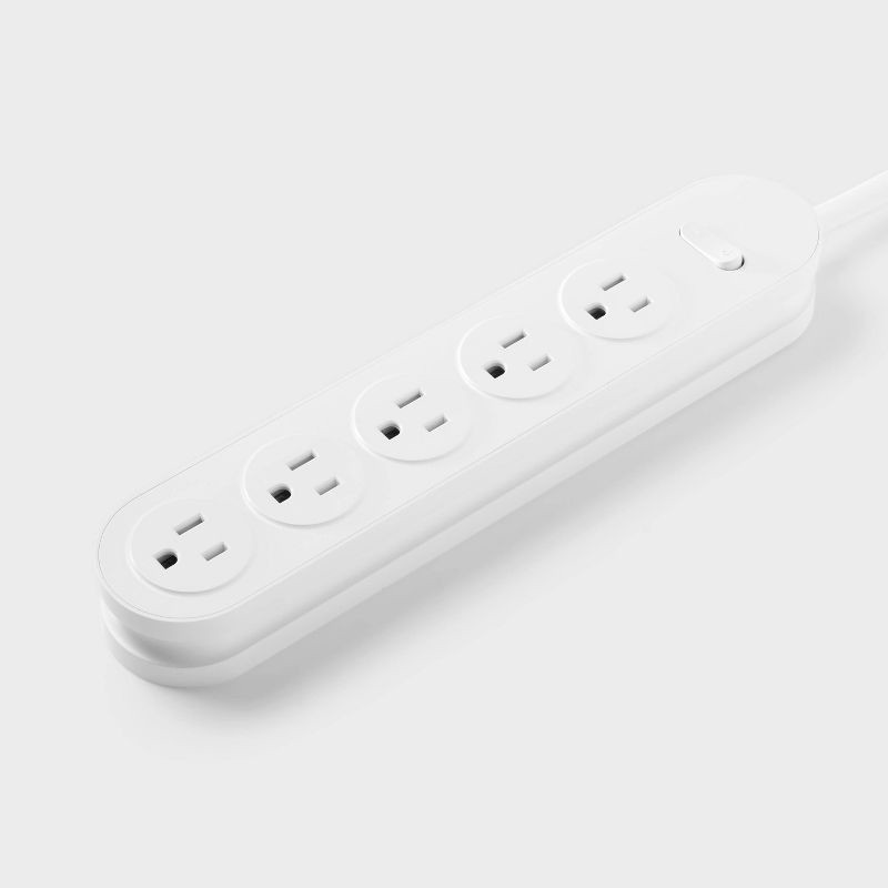 slide 2 of 3, 3' 5-Outlet Power Strip Extension Cord White - heyday™: Flat Indoor Extension Cord, 3ft, 15A, 14 AWG, Flat Plug, 3 ft