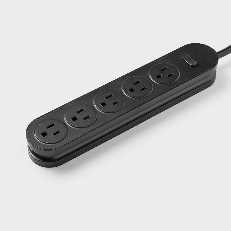slide 2 of 3, 3' 5-Outlet Power Strip Extension Cord Black - heyday™, 1 ct