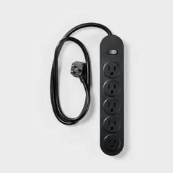 3' 5-Outlet Power Strip Extension Cord Black - heyday™