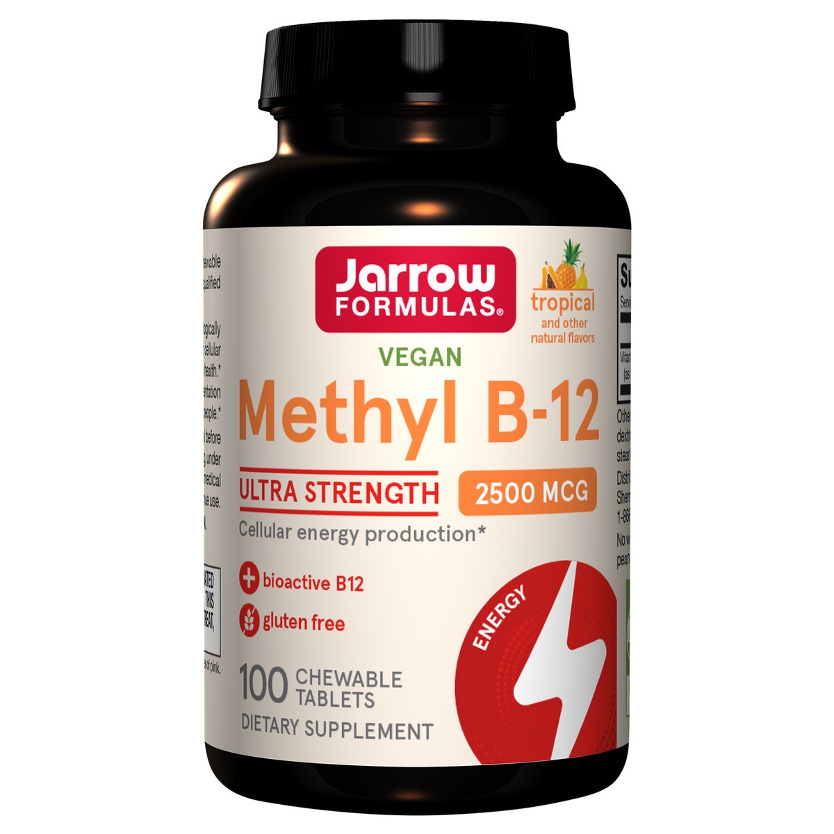 slide 1 of 1, Jarrow Formulas Ultra Strength Methyl B-12 2500 mcg - Dietary Supplement - 100 Tropical Flavored Chewable Tablets - Bioactive Vitamin B-12 - Supports Cellular Energy Production, Sleep & Brain Health, 1 ct