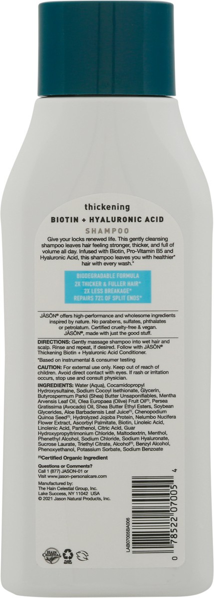 slide 6 of 9, Jason Biotin + Hyaluronic Acid Thickening Shampoo 16 fl oz, 16 fl oz