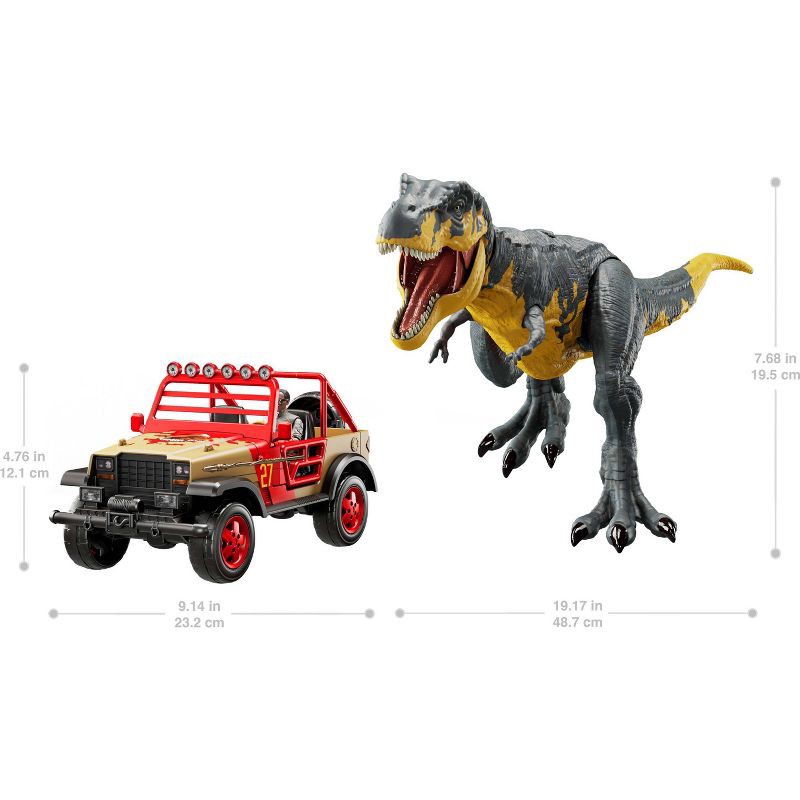 slide 5 of 6, Mattel Jurassic World Tyrannosaurus Rex Off-Road Tracker Pack: Action Figure Playset, Ages 4+, 11 Pieces, 11 ct