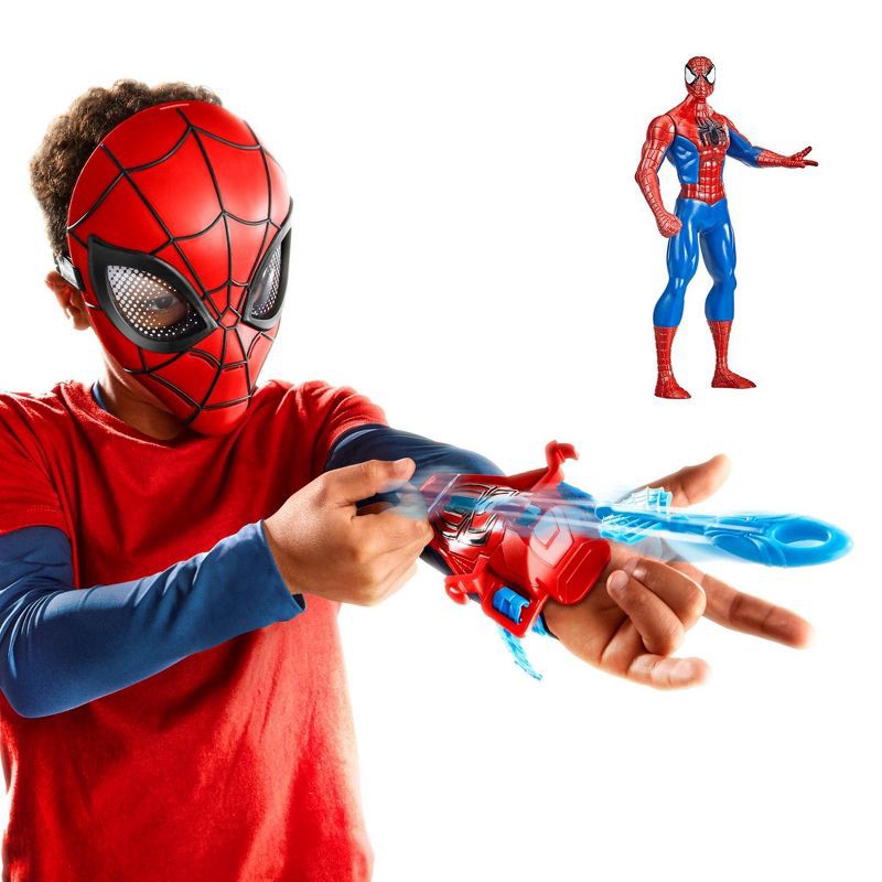 slide 5 of 5, Hasbro Spider-Man Web Action 6" Action Figure, Mask, and Web Slinger - 3pk, Halloween Costume, 3 ct