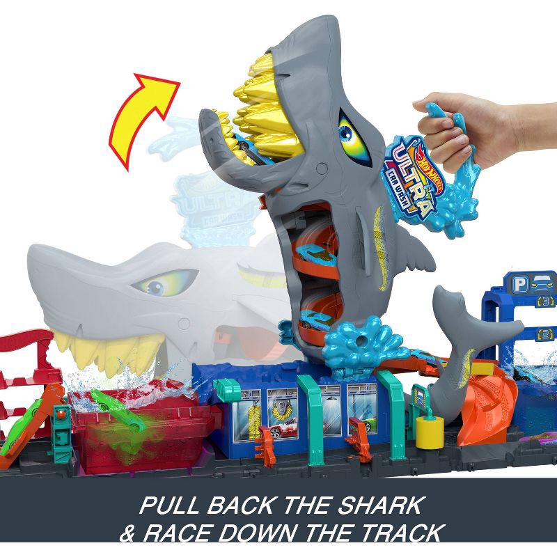 slide 4 of 9, Hot Wheels Ultra Shark Car Wash Playset: Plastic Toy Vehicle Set, 1:64 Scale, Includes Car, 55 Pieces, Ages 3+, 55 ct