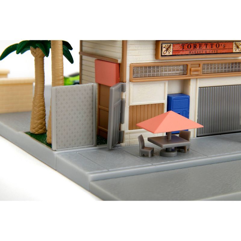 slide 11 of 14, Universal Fast and Furious Hollywood Rides Nanoscene - Toretto's Market & Cafe Vehicle Playset: Toy Vehicle Set with 2 Cars, Plastic, 1 ct
