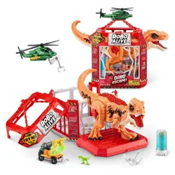Robo Alive Dino Escape: Dinosaur Figure Playset with 6 Pieces, Educational Focus on Animals