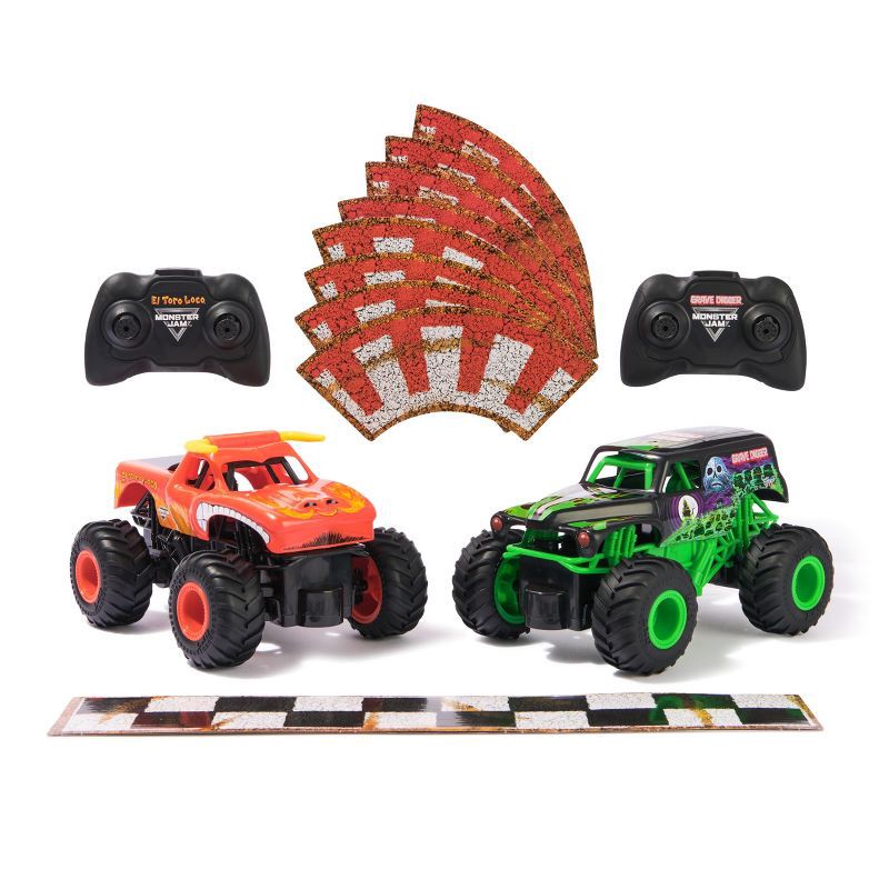 slide 2 of 9, Monster Jam Official Grave Digger vs El Toro Loco Racing Rivals Remote Control Monster Trucks - 1:24 scale - 2 pk, 2 ct