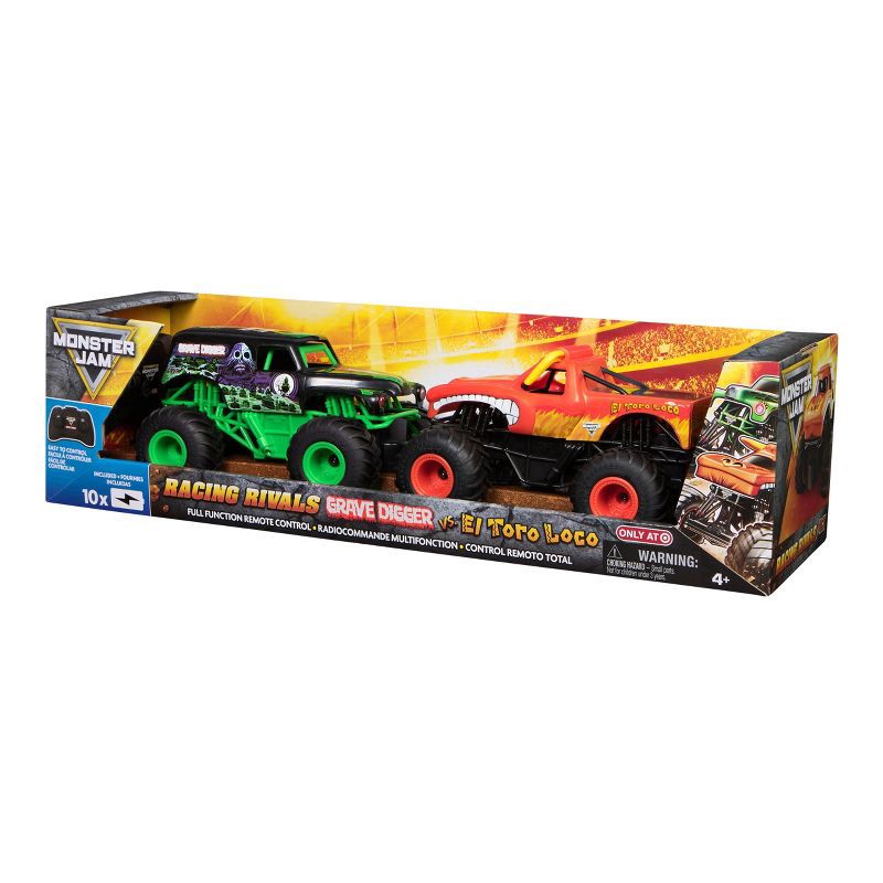 slide 5 of 9, Monster Jam Official Grave Digger vs El Toro Loco Racing Rivals Remote Control Monster Trucks - 1:24 scale - 2 pk, 2 ct