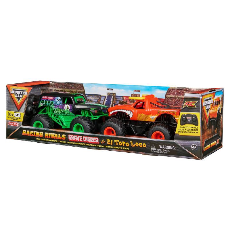slide 9 of 9, Monster Jam Official Grave Digger vs El Toro Loco Racing Rivals Remote Control Monster Trucks - 1:24 scale - 2 pk, 2 ct
