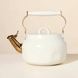 Hearth & Hand with Magnolia 2qt Stainless Steel Arch Cutout Teapot Cream - Hearth & Hand™ with Magnolia: Whistle, Removable Lid, Gas & Electric