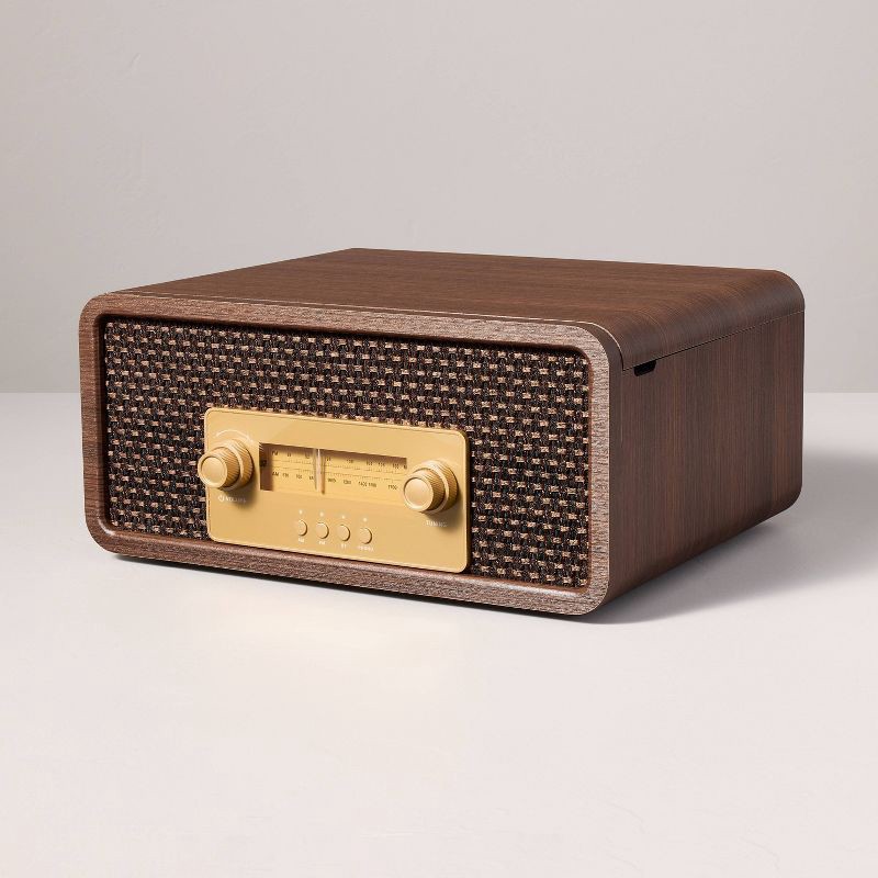 slide 3 of 5, Hearth & Hand with Magnolia Vintage Style 3-in-1 Vinyl Record Player Wood Grain Finish - Hearth & Hand™ with Magnolia, 1 ct