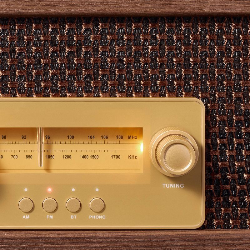 slide 4 of 5, Hearth & Hand with Magnolia Vintage Style 3-in-1 Vinyl Record Player Wood Grain Finish - Hearth & Hand™ with Magnolia, 1 ct