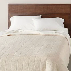 Hearth & Hand with Magnolia King Textured Grid Coverlet Beige - Hearth & Hand™ with Magnolia: Farmhouse Jacquard Bedding, OEKO-TEX Certified