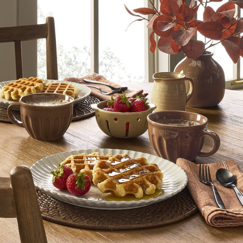 slide 2 of 4, Hearth & Hand with Magnolia 10.5" Scalloped Edge Stoneware Dinner Plate Cream - Hearth & Hand™ with Magnolia: Farmhouse Style, Dishwasher & Microwave Safe, 1 ct