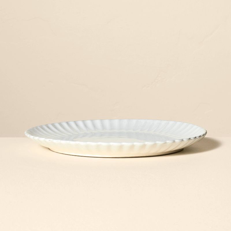 slide 3 of 4, Hearth & Hand with Magnolia 10.5" Scalloped Edge Stoneware Dinner Plate Cream - Hearth & Hand™ with Magnolia: Farmhouse Style, Dishwasher & Microwave Safe, 1 ct