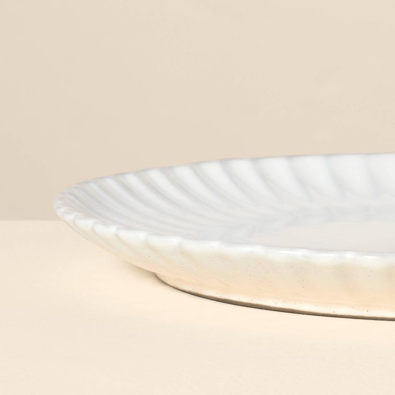 slide 4 of 4, Hearth & Hand with Magnolia 10.5" Scalloped Edge Stoneware Dinner Plate Cream - Hearth & Hand™ with Magnolia: Farmhouse Style, Dishwasher & Microwave Safe, 1 ct