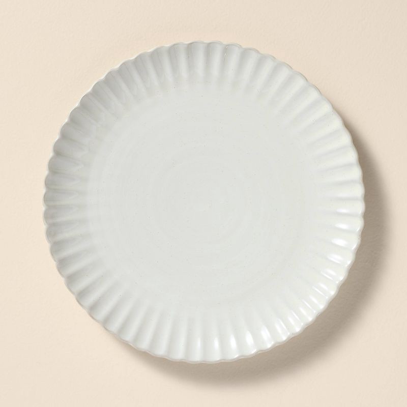 slide 1 of 4, Hearth & Hand with Magnolia 10.5" Scalloped Edge Stoneware Dinner Plate Cream - Hearth & Hand™ with Magnolia: Farmhouse Style, Dishwasher & Microwave Safe, 1 ct