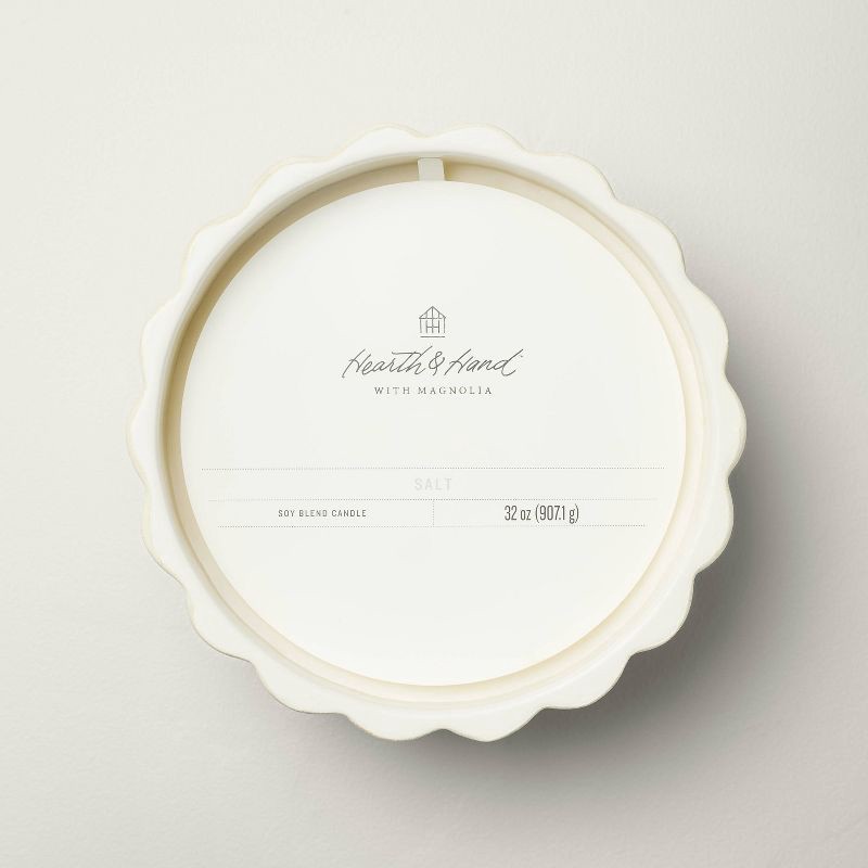 slide 3 of 3, Hearth & Hand with Magnolia 5-Wick Rustic Ceramic Salt Scalloped Jar Candle Cream 32oz - Hearth & Hand™ with Magnolia: Farmhouse Decor, Sea Salt Scent, 32 oz