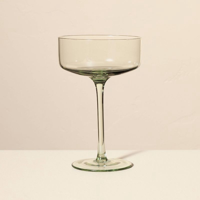 slide 1 of 3, Hearth & Hand with Magnolia 9.8oz Tinted Glass Coupe Drinkware Light Green - Hearth & Hand™ with Magnolia, 9.8 oz