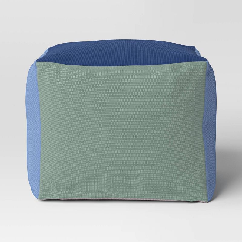 slide 3 of 5, Cool Tone Block Dorm Pouf - Room Essentials™: Upholstered Square Ottoman, No Assembly Required, 1 ct