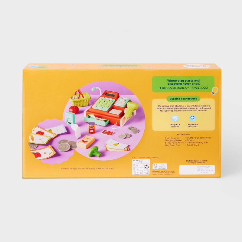 slide 4 of 4, Cash Register Set - Gigglescape™: Educational Toy, Pretend Shopping Accessories, Play Money, Ages 3+, 31 Pieces, 31 ct