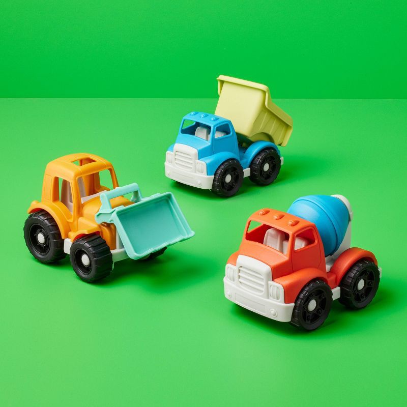 slide 2 of 4, Construction Vehicles Set - 3pk - Gigglescape™: Plastic Toy Vehicle Playsets, Truck, Ages 2+, 3 ct