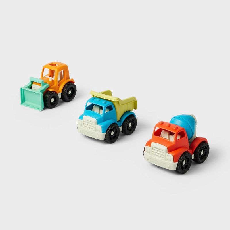 slide 1 of 4, Construction Vehicles Set - 3pk - Gigglescape™: Plastic Toy Vehicle Playsets, Truck, Ages 2+, 3 ct