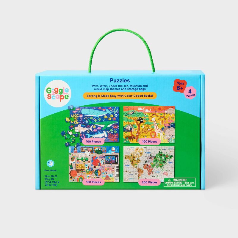 slide 4 of 5, 4 Pack Jigsaw Puzzles 100-200pcs - Gigglescape™: Kids, 100 Piece, Ages 6+, Fantasy Theme, Problem Solving, 4 ct, 100 ct; 200 ct, 100 ct